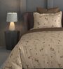Brown Floral 600TC Cotton Super King Sized Double Bedsheet with 2 Embroidery Pillow Covers
