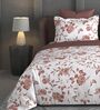 Brown Floral 600TC Cotton Super King Sized Double Bedsheet with 2 Embroidery Pillow Covers