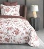 Brown Floral 600TC Cotton Super King Sized Double Bedsheet with 2 Embroidery Pillow Covers