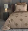 Brown Floral 600TC Cotton Super King Sized Double Bedsheet with 2 Embroidery Pillow Covers