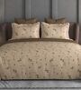 Brown Floral 600TC Cotton Super King Sized Double Bedsheet with 2 Embroidery Pillow Covers