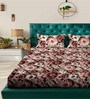 Brown Floral 7D King Size Cotton Blend Double Bedsheet with 2 Pillow Covers