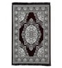 Brown Floral Chenile 5 X 7 Feet Machine Made Carpet