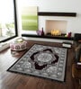 Brown Floral Chenile 5 X 7 Feet Machine Made Carpet