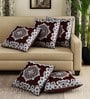 Brown Chenille Floral 16x16 inches Cushion Cover (5Pc)