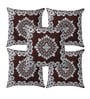 Brown Chenille Floral 16x16 inches Cushion Cover (5Pc)