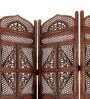 Brown Floral Handcarved Wooden Room Divider Four Panels In Fine Carving Shessham Wood