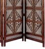 Brown Floral Handcarved Wooden Room Divider Four Panels In Fine Carving Shessham Wood