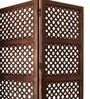 Brown Floral Handcarved Wooden Room Divider Four Panels In Ring Pattern