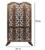Brown Floral Smokey Handcarved Wooden Room Divider Single Panel With Stand