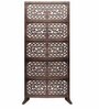 Brown Floral Flinchum Handcarved Wooden Room Divider Single Panel With Stand