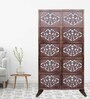 Brown Floral Fizz Handcarved Wooden Room Divider Single Panel With Stand