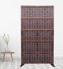 Brown Floral Matteo Handcarved Wooden Room Divider Single Panel With Stand