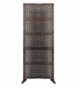 Brown Floral Mise Handcarved Wooden Room Divider Single Panel With Stand