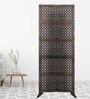 Brown Floral Mise Handcarved Wooden Room Divider Single Panel With Stand
