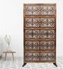 Brown Floral Indulge Handcarved Wooden Room Divider Single Panel With Stand