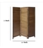 Brown Floral Handcarved Wooden Room Divider Three Panels In Plain Stripes Pattern