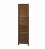 Brown Floral Handcarved Wooden Room Divider Three Panels In Plain Stripes Pattern