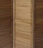 Brown Floral Handcarved Wooden Room Divider Three Panels In Plain Stripes Pattern