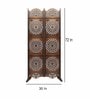 Brown Floral Handcarved Wooden Room Divider Two Panels With Stand