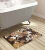Brown Floral Polyester AntiSkid Bathmat