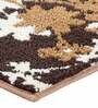Brown Floral Polyester AntiSkid Bathmat