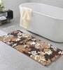 Brown Floral Polyester AntiSkid Bathmat