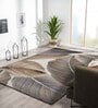 Brown Floral Polypropylene 7 ft x 5 ft Machine Made Carpet