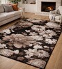 Brown Floral Polypropylene 9 ft x 6 ft Machine Made Carpet