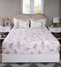 Brown Floral Print 300 TC Cotton Double Bed Fitted Sheet with 2 Pillow Case Sensory Bloom Collection