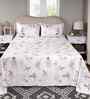 Brown Floral Print 300 TC Cotton Double Bed Sheet with 2 Pillow Covers Sensory Bloom Collection