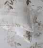 Brown Floral Print 300 TC Cotton King Size Bed Sheet with 2 Pillow Covers Sensory Bloom Collection