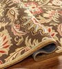 Brown Floral Wool 8 ft x 10 ft Hand tufted Carpet