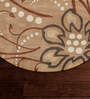 Brown Floral Wool Round Hand Tufted Carpet