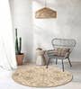Brown Floral Wool Round Hand Tufted Carpet