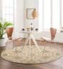 Brown Floral Wool Round Hand Tufted Carpet