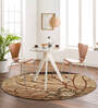 Brown Floral Wool Round Hand Tufted Carpet