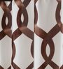 Brown Floral Polyester 5Ft Semisheer Eyelet Window Curtains (Set Of 2)