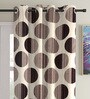 Brown Floral Polyester 7Ft Semisheer Eyelet Door Curtains (Set Of 2)