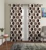 Brown Floral Polyester 7Ft Semisheer Eyelet Door Curtains (Set Of 2)