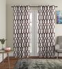 Brown Floral Polyester 9Ft Semisheer Eyelet Door Curtains (Set Of 2)