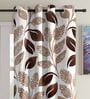 Brown Floral Polyester 9Ft Semisheer Eyelet Door Curtains (Set Of 2)