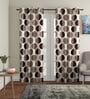 Brown Floral Polyester 9Ft Semisheer Eyelet Door Curtains (Set Of 2)