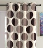 Brown Floral Polyester 9Ft Semisheer Eyelet Door Curtains (Set Of 2)