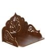 Brown Ganesha Design Laminated Wood Pooja Shelf