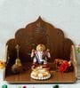 Brown Ganesha Design Laminated Wood Pooja Shelf