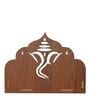 Brown Ganesha Design Laminated Wood Pooja Shelf