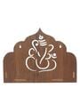 Brown Ganesha Design Laminated Wood Pooja Shelf
