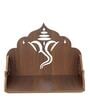 Brown Ganesha Design Laminated Wood Pooja Shelf
