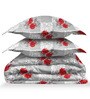 Red and White Floral 180 TC Cotton Queen Sized Double Bedsheet with 2 Pillow Covers
